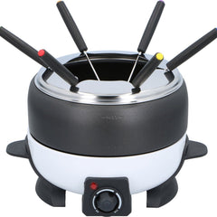 Cuisinier - Deluxe Fondueset - 6 Personen - Elektrisch - RVS - Vleesfondue - Kaasfondue - Chocoladefondue - Zwart Wit - MBDeals.nl