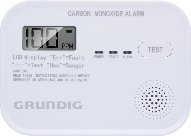 Grundig - CO Melder - Hoogsensitieve Koolmonoxidemelder - LCD Scherm - 10 Jaar Sensor - Voldoet aan Europese norm - MBDeals.nl