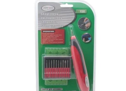 Hofftech - Graveerpen Inclusief Accessoires Set - 10 Diverse opzetstukken - Hout, Metaal, Glas, Keramiek & Meer! - MBDeals.nl