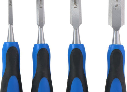 Kinzo - Beitelset - 4 Stuks - 6/ 12/ 18/ 25 mm - Carbonstaal - voor Houtbewerking - MBDeals.nl