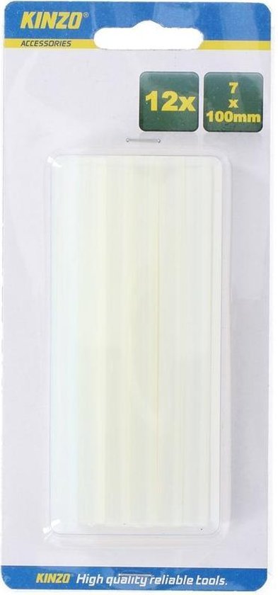 Kinzo lijmpatronen voor lijmpistool, 7 x 100 mm (12 stuks)