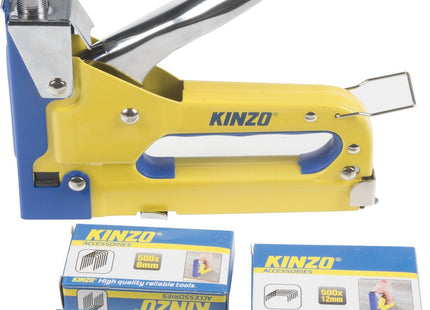 Kinzo - Tacker Nietmachine - incl. 1500 Spijkers en Nieten - voor Vloerbedekking en Hout - Traploos Instelbaar - MBDeals.nl