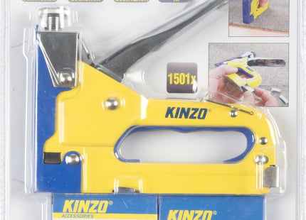 Kinzo - Tacker Nietmachine - incl. 1500 Spijkers en Nieten - voor Vloerbedekking en Hout - Traploos Instelbaar - MBDeals.nl