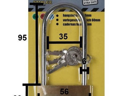 Stahlex - Hangslot - Hoog - 60 mm - Inclusief 3 Sleutels - MBDeals.nl