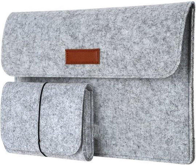 Stegger - Laptop Hoes Vilt - Grijs - Laptop Tas - Apple Macbook Air Vilten Sleeve - Geschikt voor elke laptop van 13.3" + Accessoire - MBDeals.nl