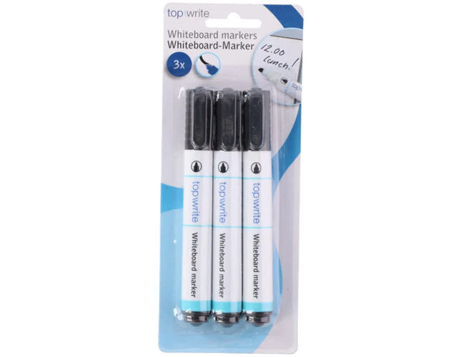 TopWrite - Marker Whiteboard - Zwart - 3 stuks - MBDeals.nl